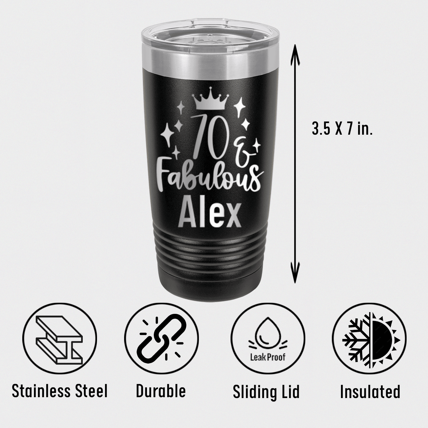 Personalized Seventy And Fabulous Tumbler for her, Customized Gifts for Women by Groovy Girl Gifts