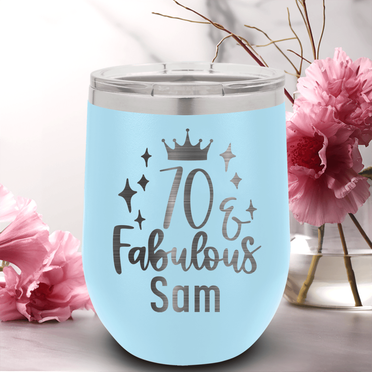 Personalized Seventy And Fabulous Wine Tumbler for her, Customized Gifts for Women by Groovy Girl Gifts
