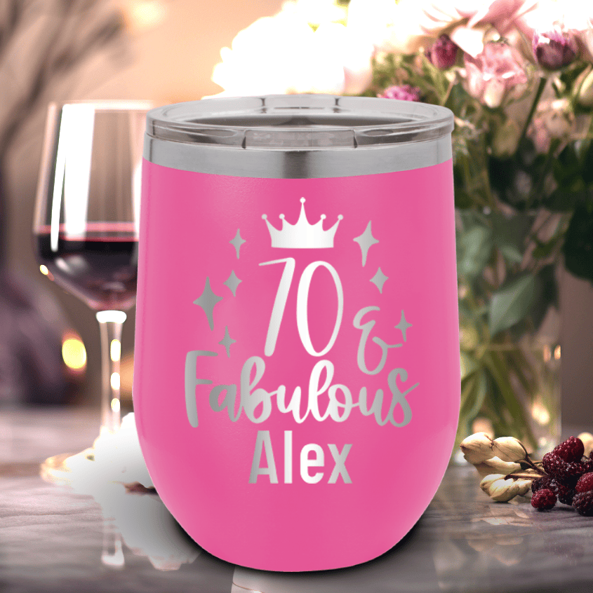 Personalized Seventy And Fabulous Wine Tumbler for her, Customized Gifts for Women by Groovy Girl Gifts