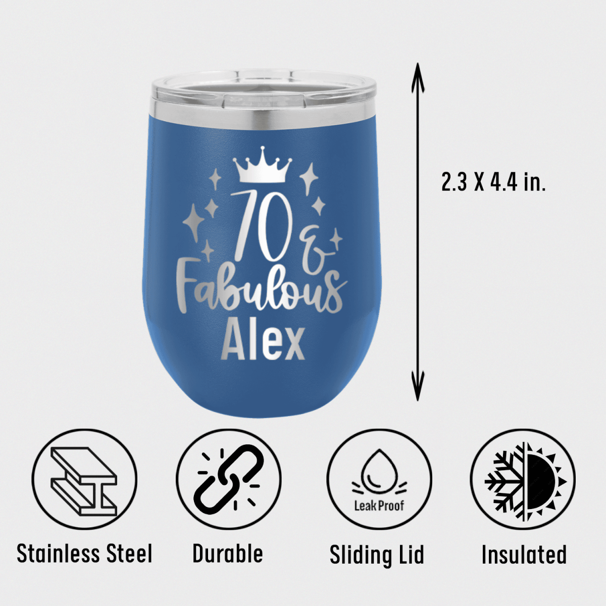 Personalized Seventy And Fabulous Wine Tumbler for her, Customized Gifts for Women by Groovy Girl Gifts