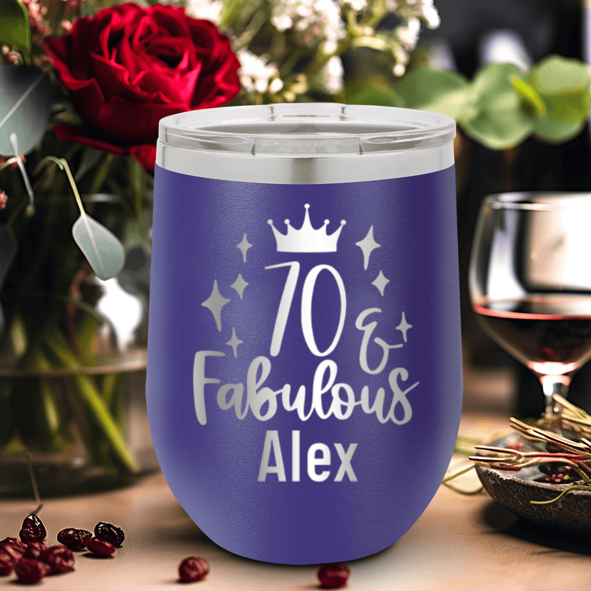 Personalized Seventy And Fabulous Wine Tumbler for her, Customized Gifts for Women by Groovy Girl Gifts