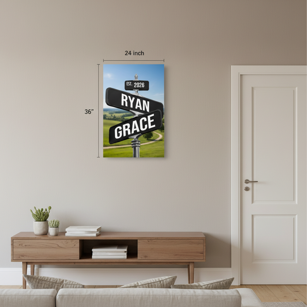 Loves Crossroads Canvas Sign