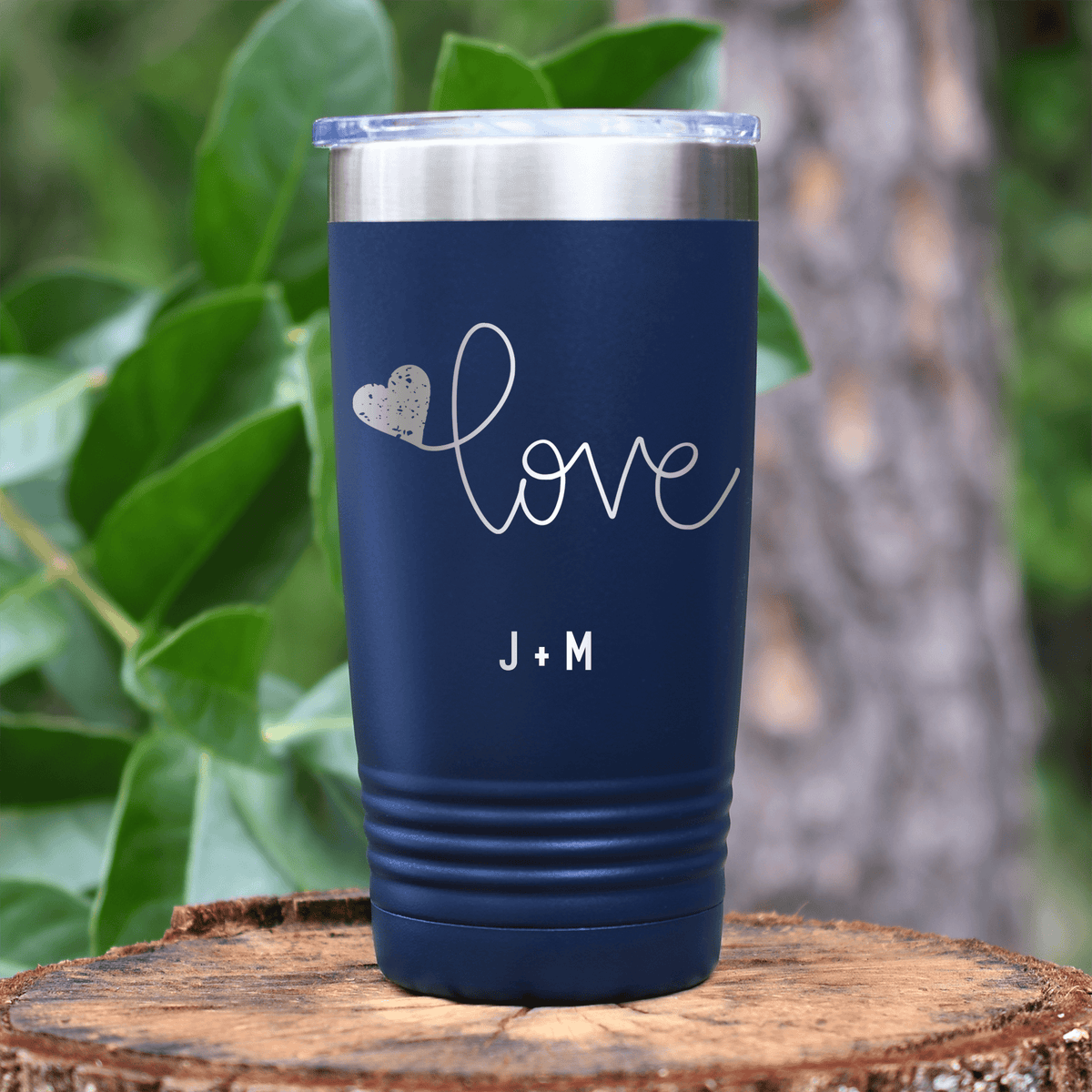 Navy Valentines Day Tumbler With Simple Love Design