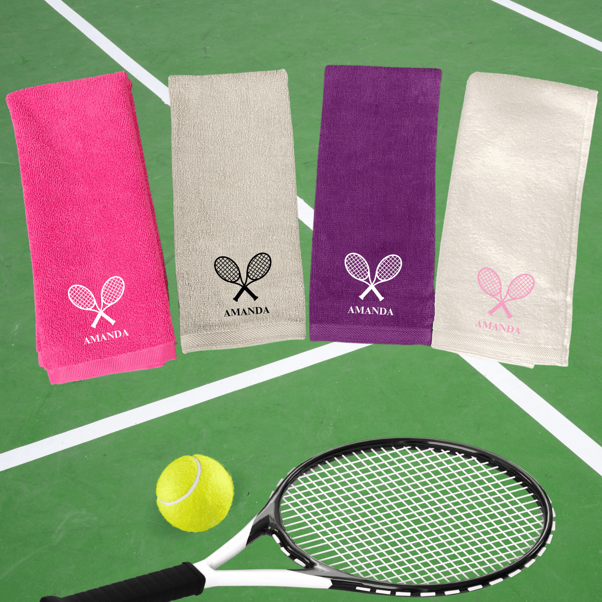 Personalized Racket Royale Custom Tennis Towel for her, Customized Gifts for Women by Groovy Girl Gifts