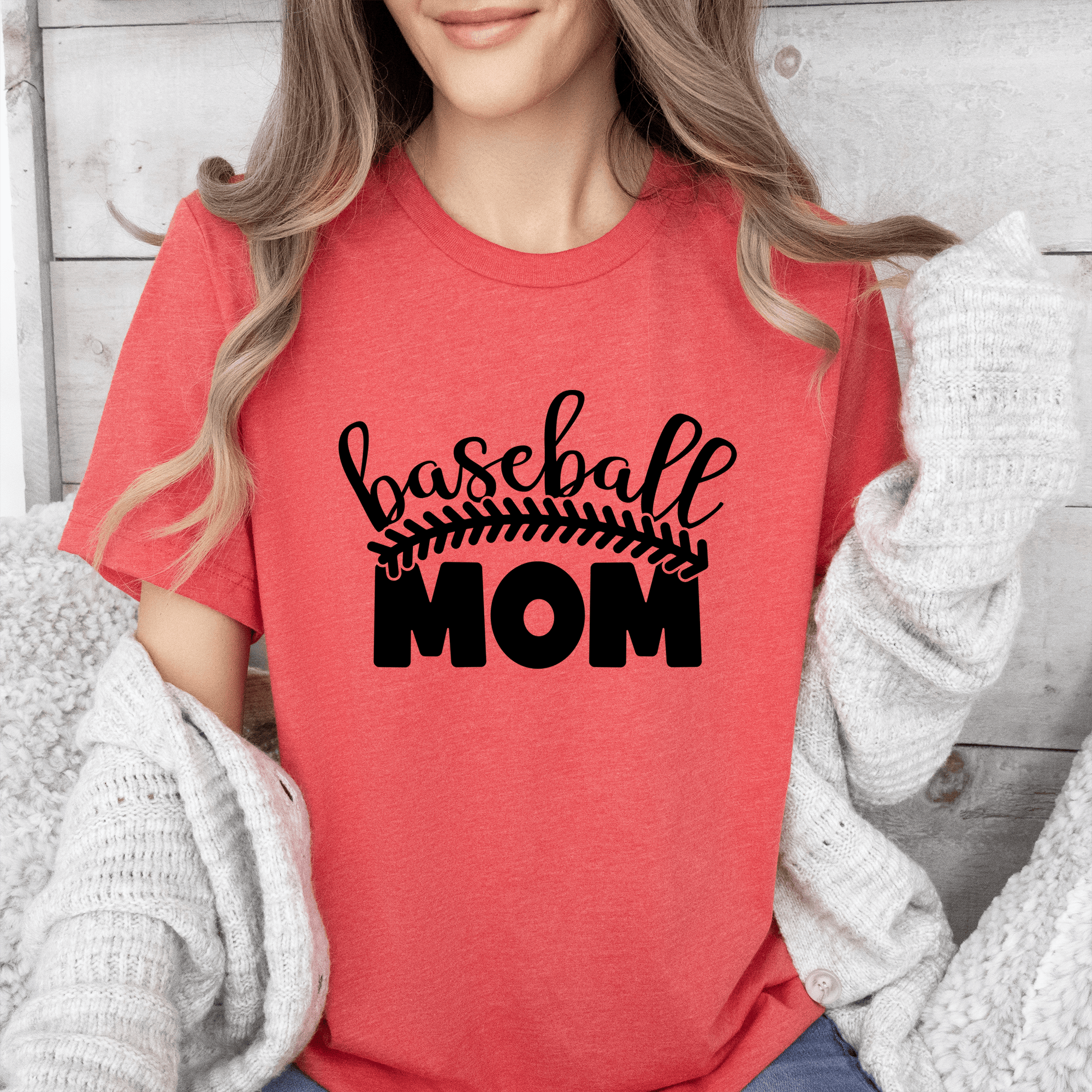 Stitched Baseball Mom Womens T Shirt
