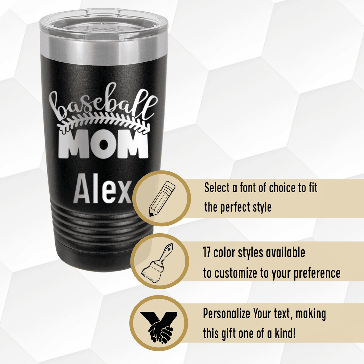 Personalized Stitched Baseball Mom Tumbler for her, Customized Gifts for Women by Groovy Girl Gifts