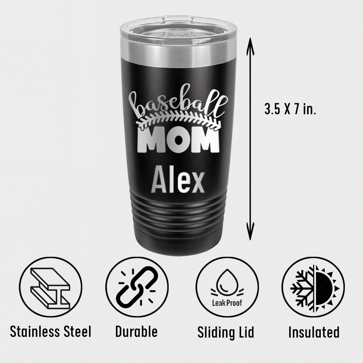 Personalized Stitched Baseball Mom Tumbler for her, Customized Gifts for Women by Groovy Girl Gifts