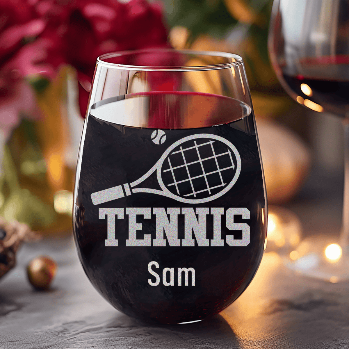 Personalized Straight Ballin Tennis Stemless Wine Glass for her, Customized Gifts for Women by Groovy Girl Gifts