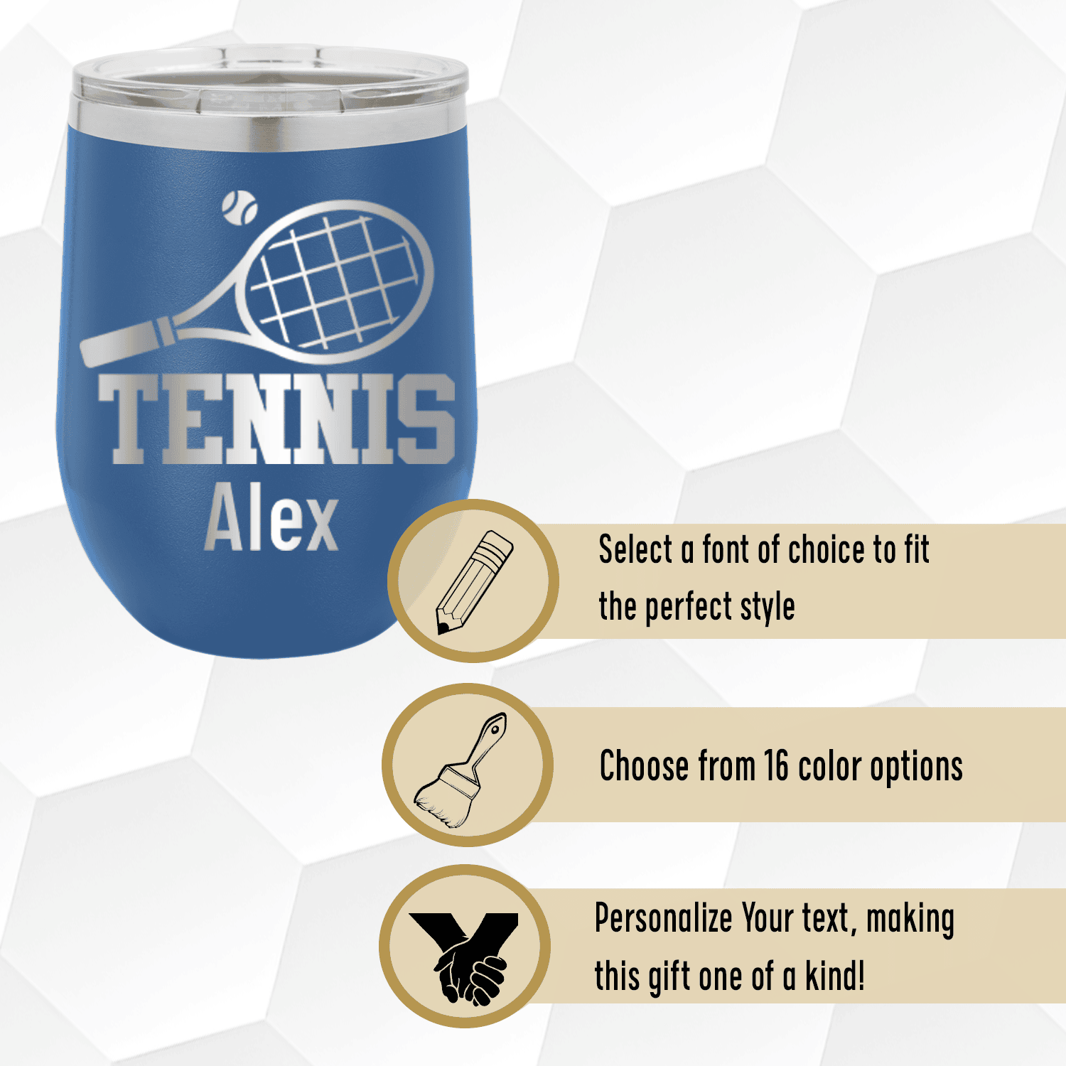 Personalized Straight Ballin Tennis Wine Tumbler for her, Customized Gifts for Women by Groovy Girl Gifts