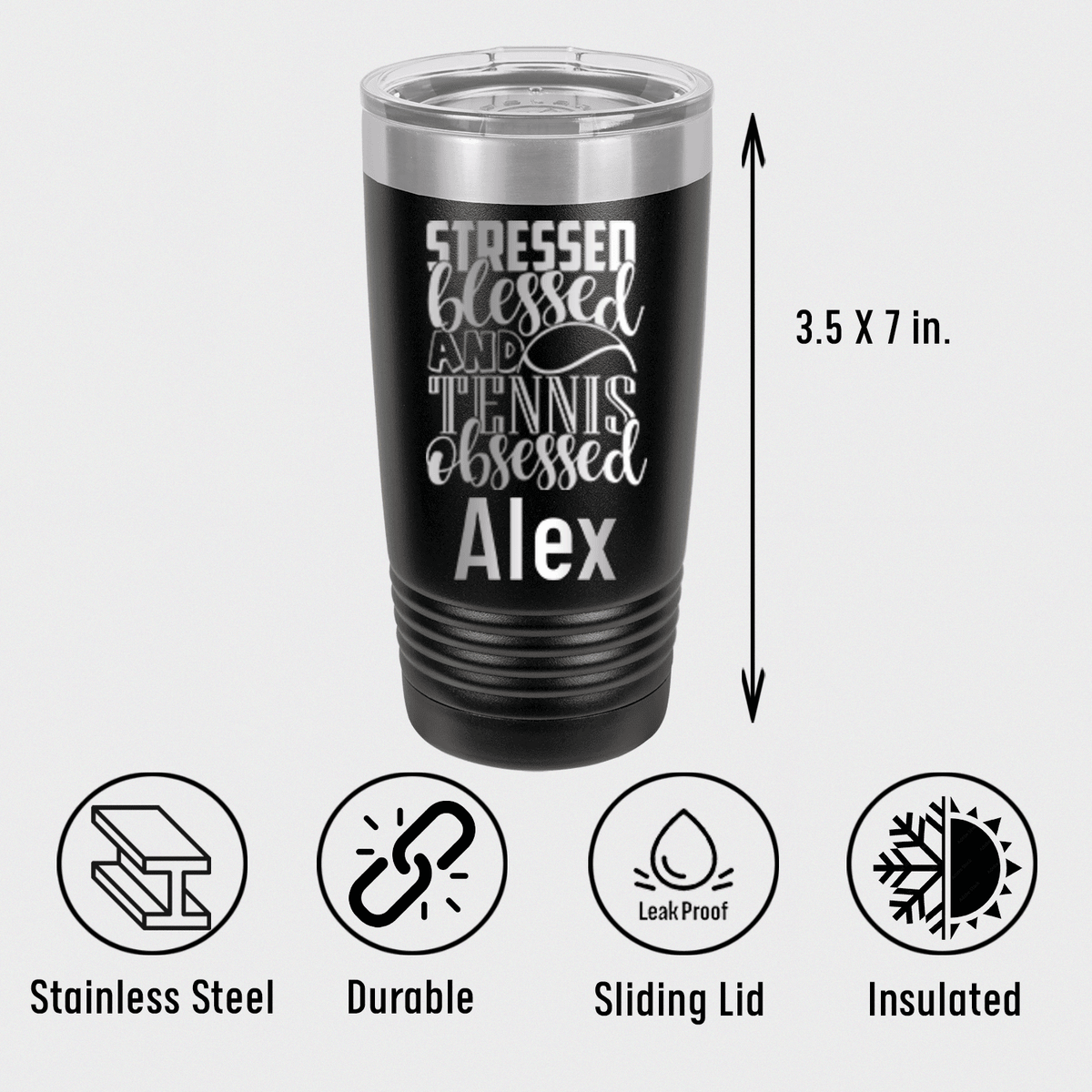 Personalized Stressed Blessed Tennis Tumbler for her, Customized Gifts for Women by Groovy Girl Gifts