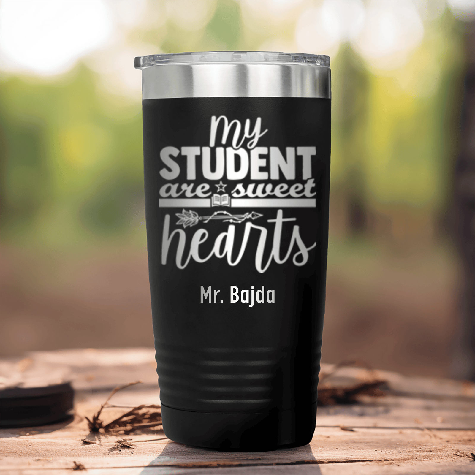 Black Teacher Tumbler With Students Are Sweet Hearts Design