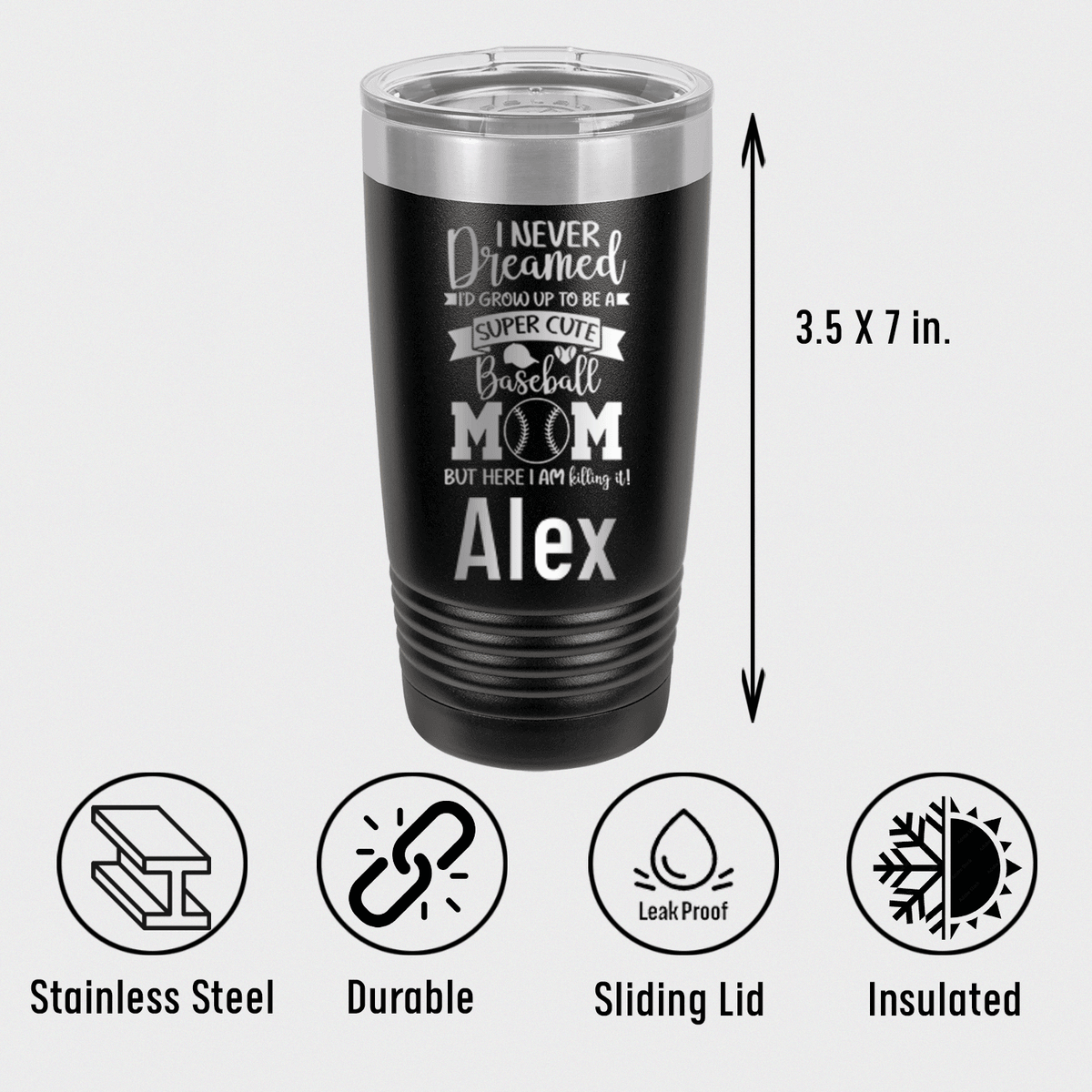 Personalized Super Cute Baseball Mom Tumbler for her, Customized Gifts for Women by Groovy Girl Gifts