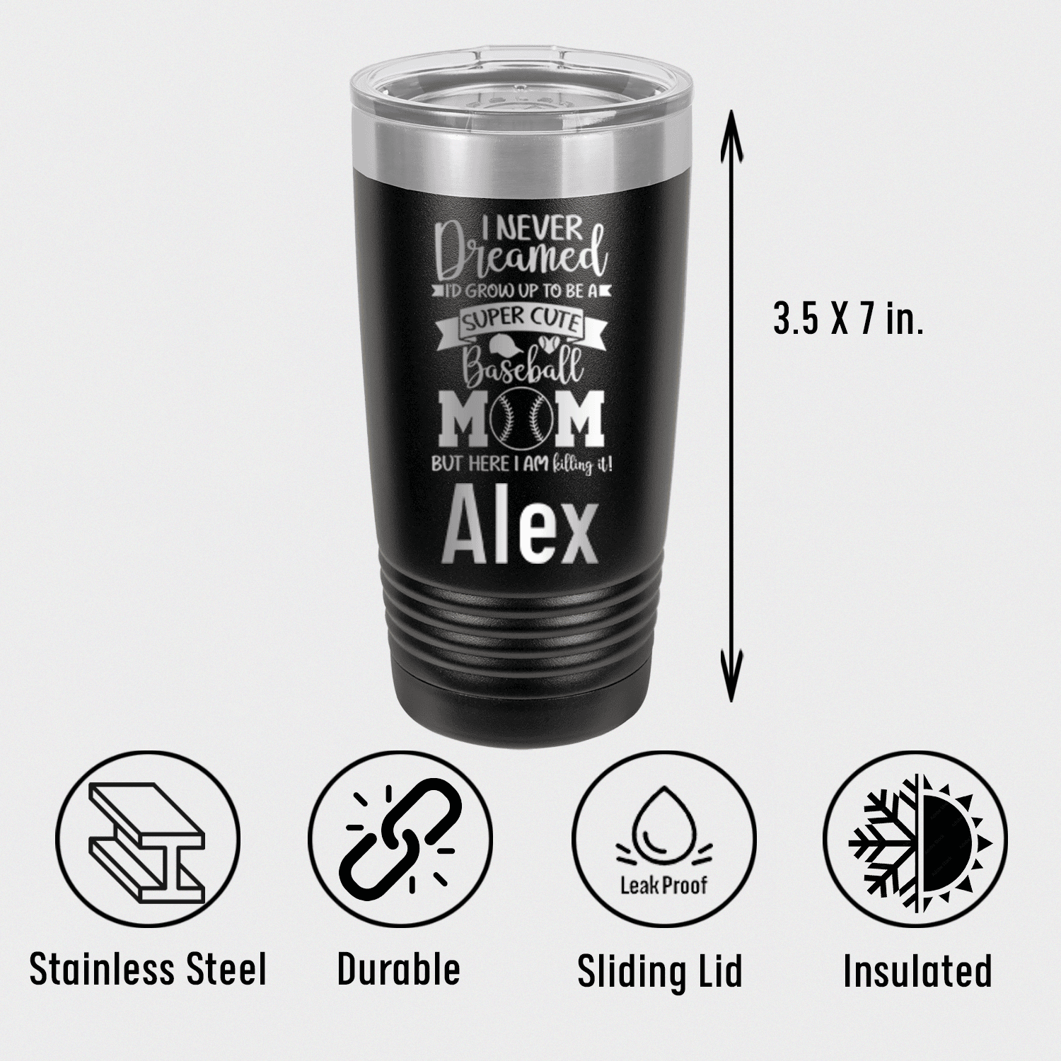 Personalized Super Cute Baseball Mom Tumbler for her, Customized Gifts for Women by Groovy Girl Gifts