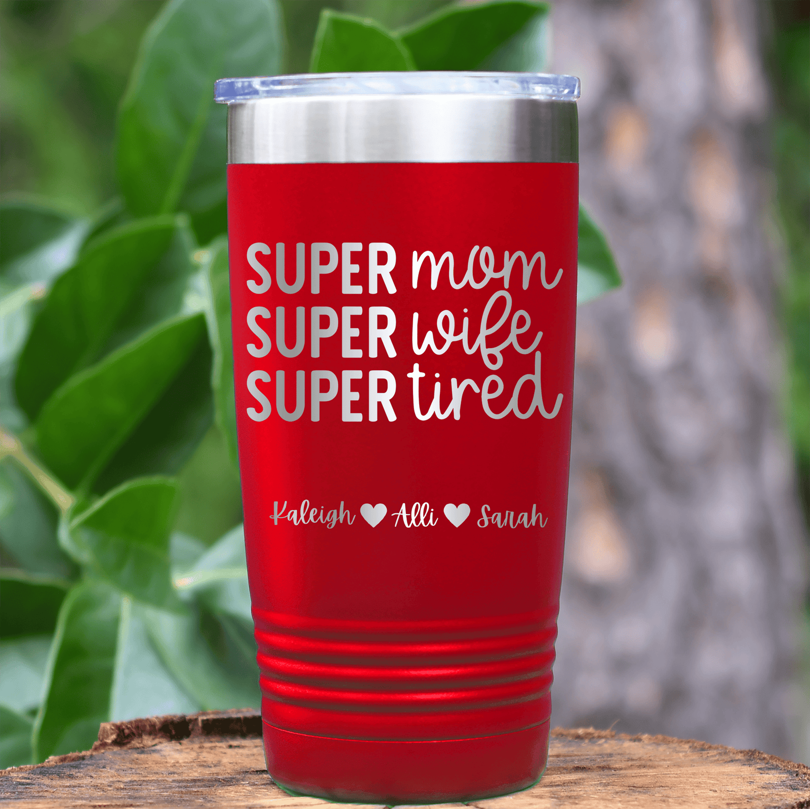 Purple Mothers Day Tumbler With Super Wife Design