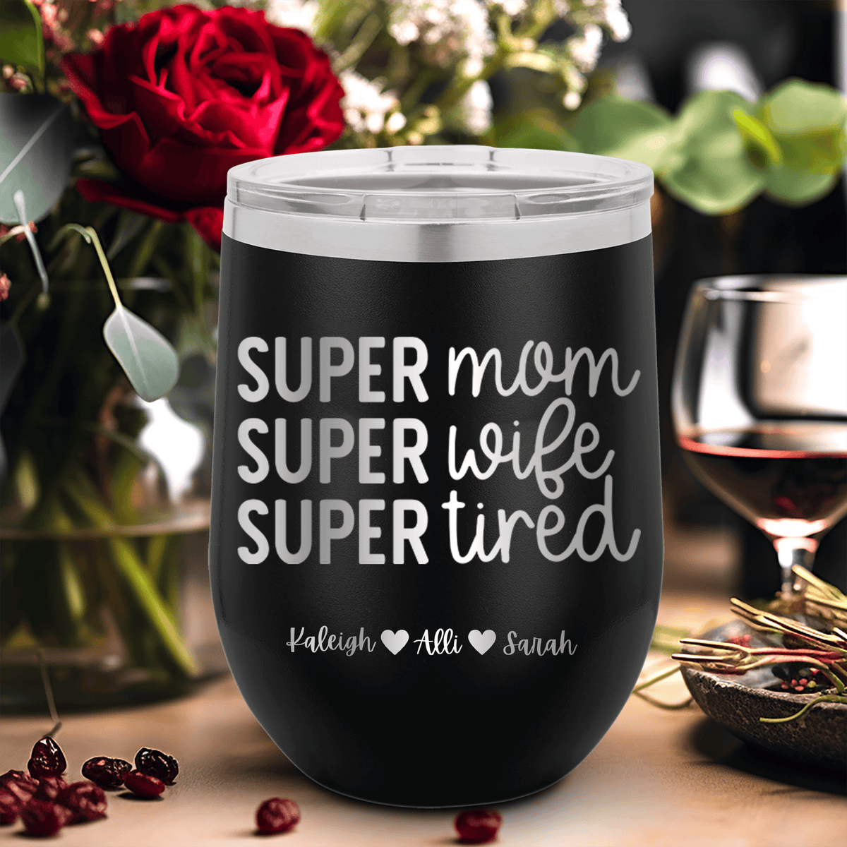 Personalized Super Wife Wine Tumbler for her, Customized Gifts for Women by Groovy Girl Gifts
