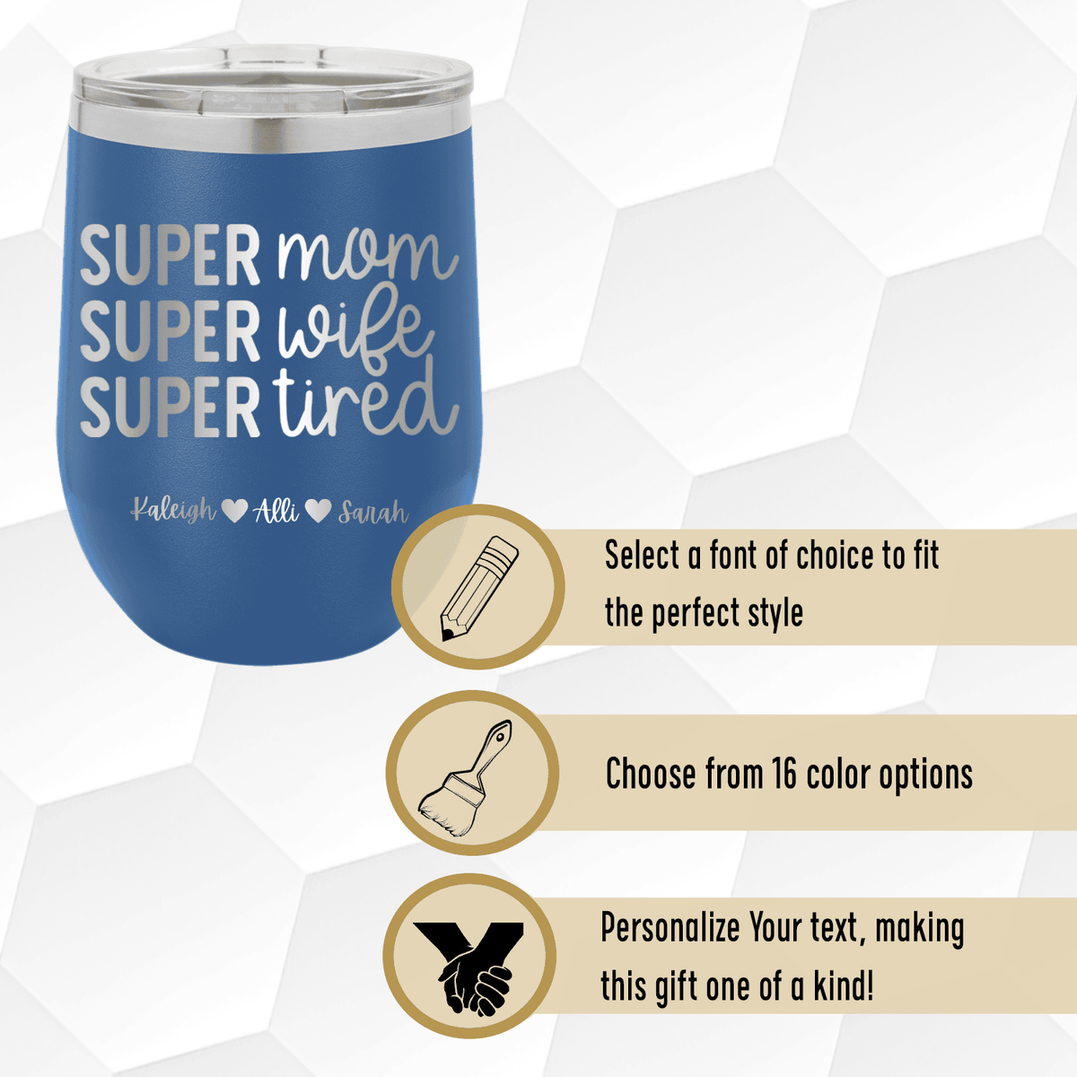 Personalized Super Wife Wine Tumbler for her, Customized Gifts for Women by Groovy Girl Gifts