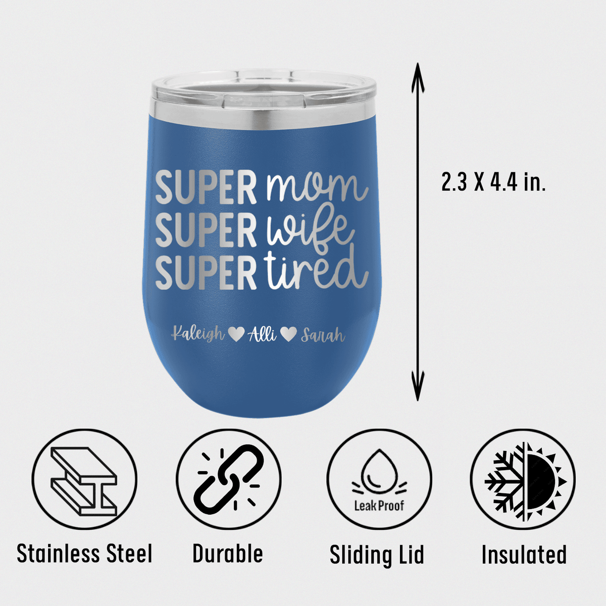 Personalized Super Wife Wine Tumbler for her, Customized Gifts for Women by Groovy Girl Gifts