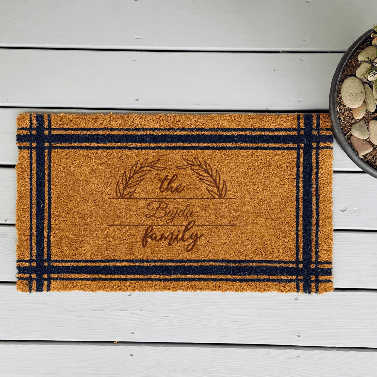 Personalized Surname Badge Engraved Door Mat for her, Customized Gifts for Women by Groovy Girl Gifts