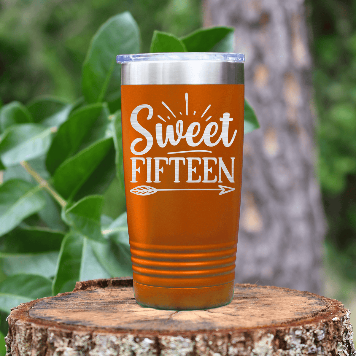 Orange birthday tumbler Sweet Fifteen