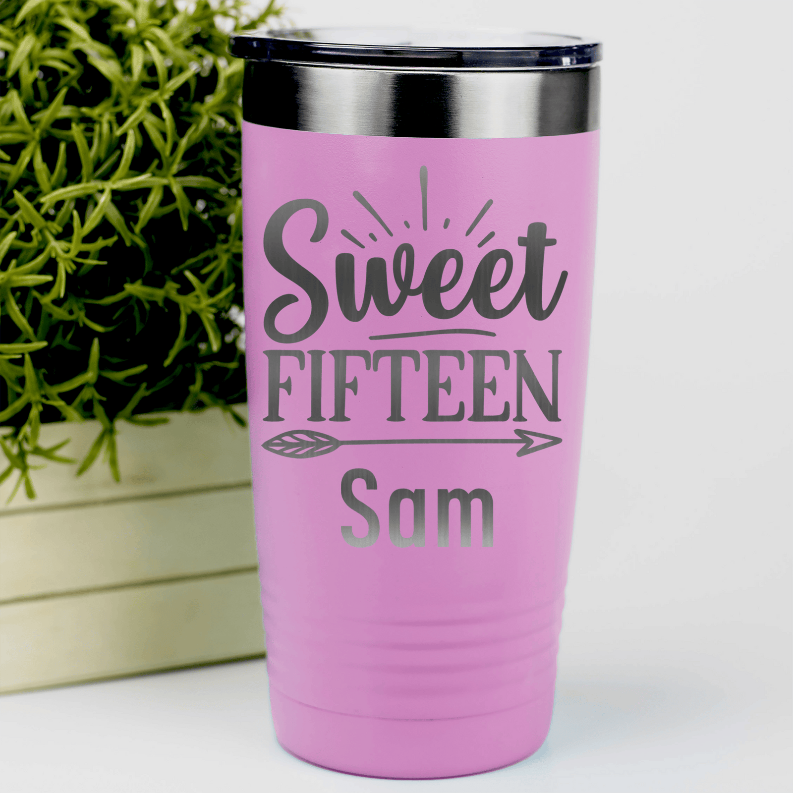 Pink Birthday Tumbler With Sweet Fifteen Design