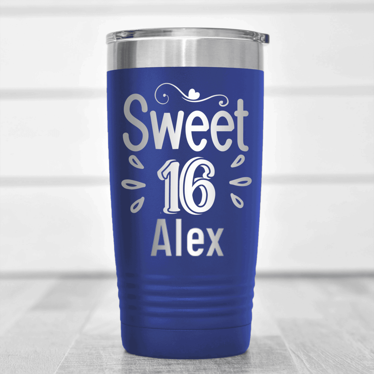 Blue Birthday Tumbler With Sweet Sixteen Design