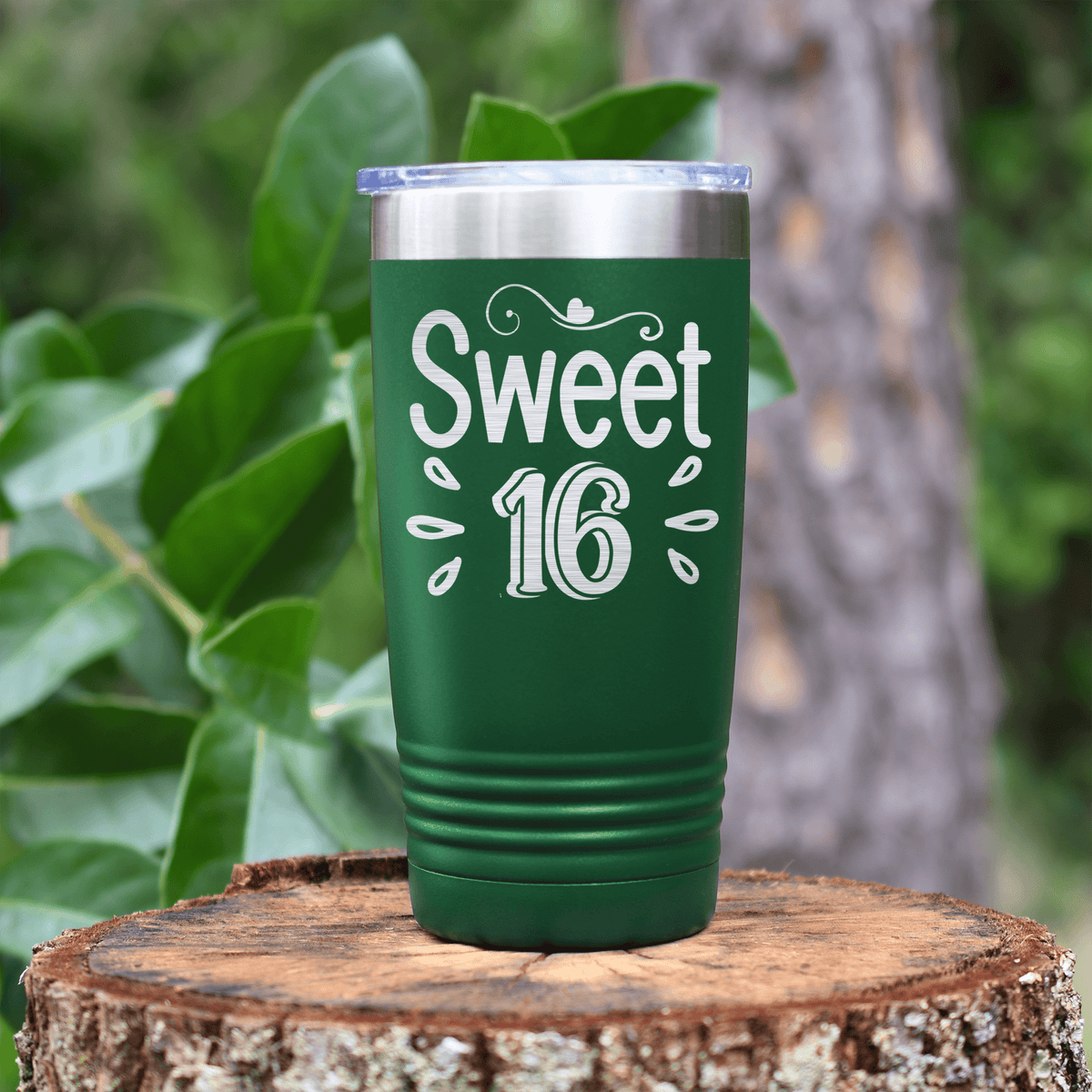 Green birthday tumbler Sweet Sixteen