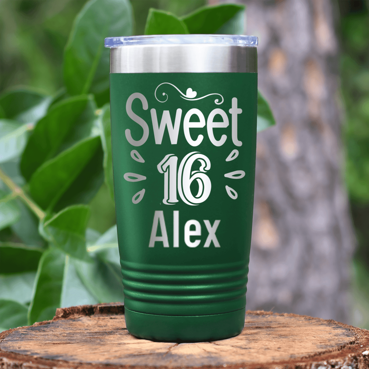 Green Birthday Tumbler With Sweet Sixteen Design