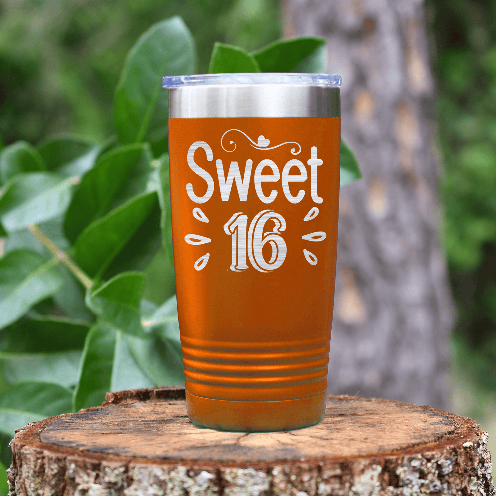 Orange birthday tumbler Sweet Sixteen