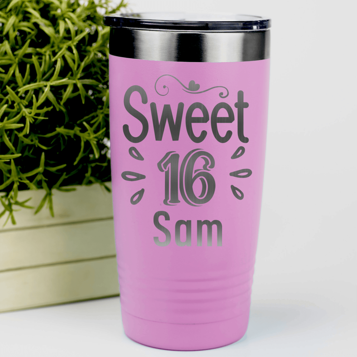 Pink Birthday Tumbler With Sweet Sixteen Design