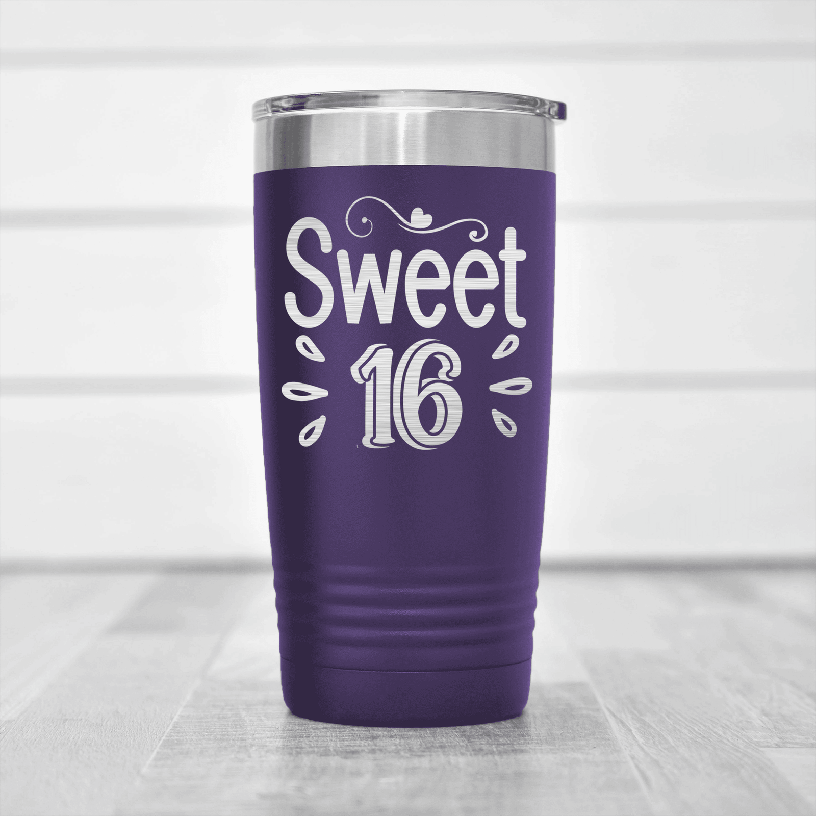 Purple birthday tumbler Sweet Sixteen
