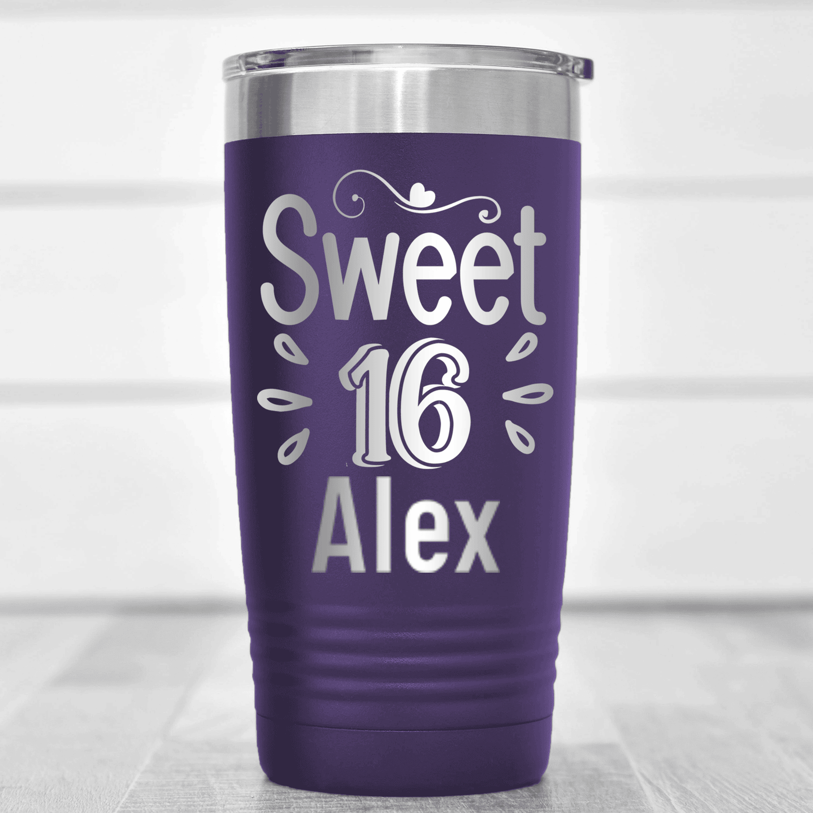 Purple Birthday Tumbler With Sweet Sixteen Design