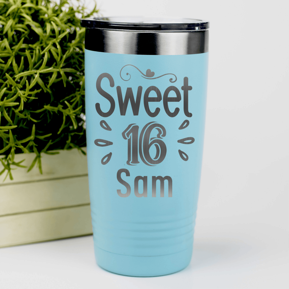 Teal Birthday Tumbler With Sweet Sixteen Design