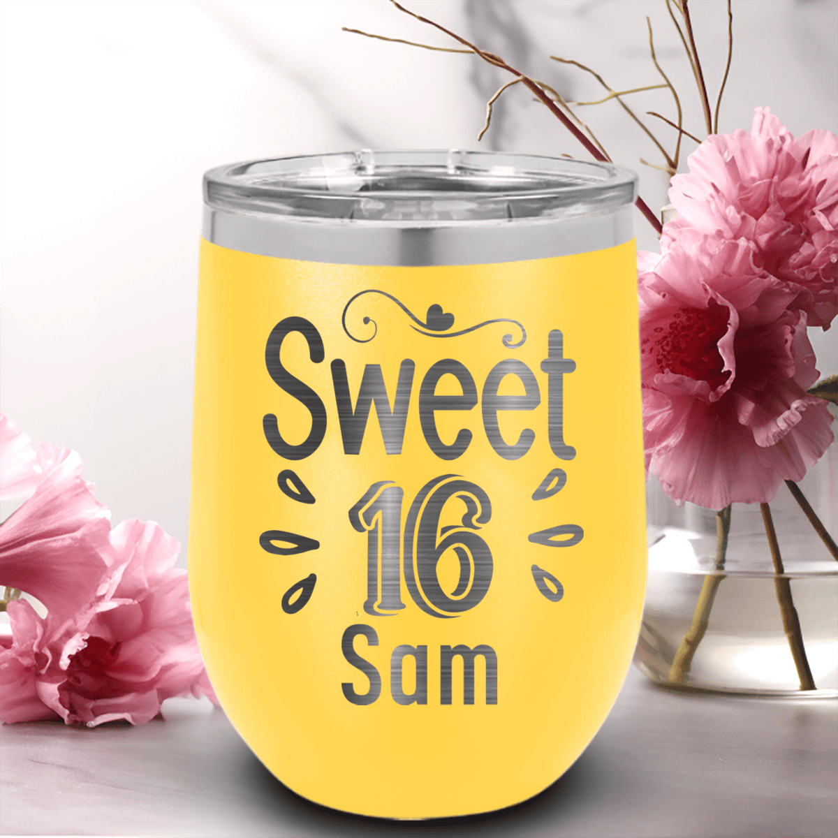 Personalized Sweet Sixteen Wine Tumbler for her, Customized Gifts for Women by Groovy Girl Gifts