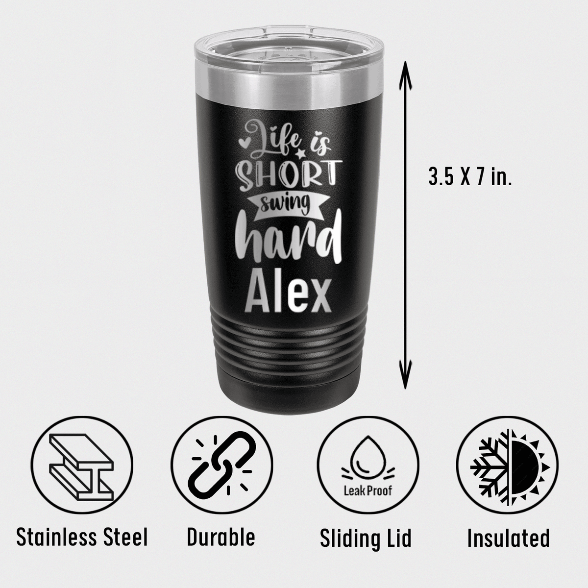 Personalized Swing Hard Lifes Short Tumbler for her, Customized Gifts for Women by Groovy Girl Gifts