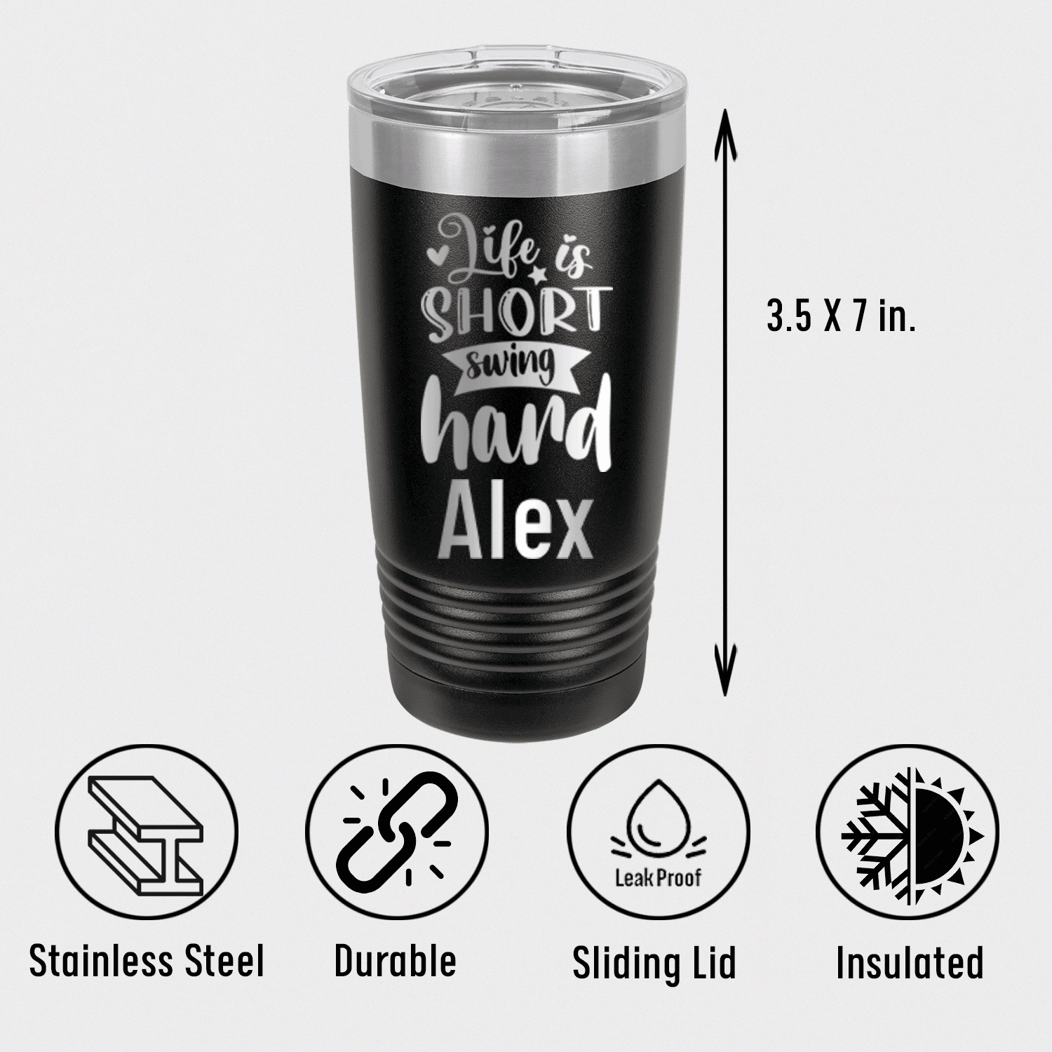 Personalized Swing Hard Lifes Short Tumbler for her, Customized Gifts for Women by Groovy Girl Gifts