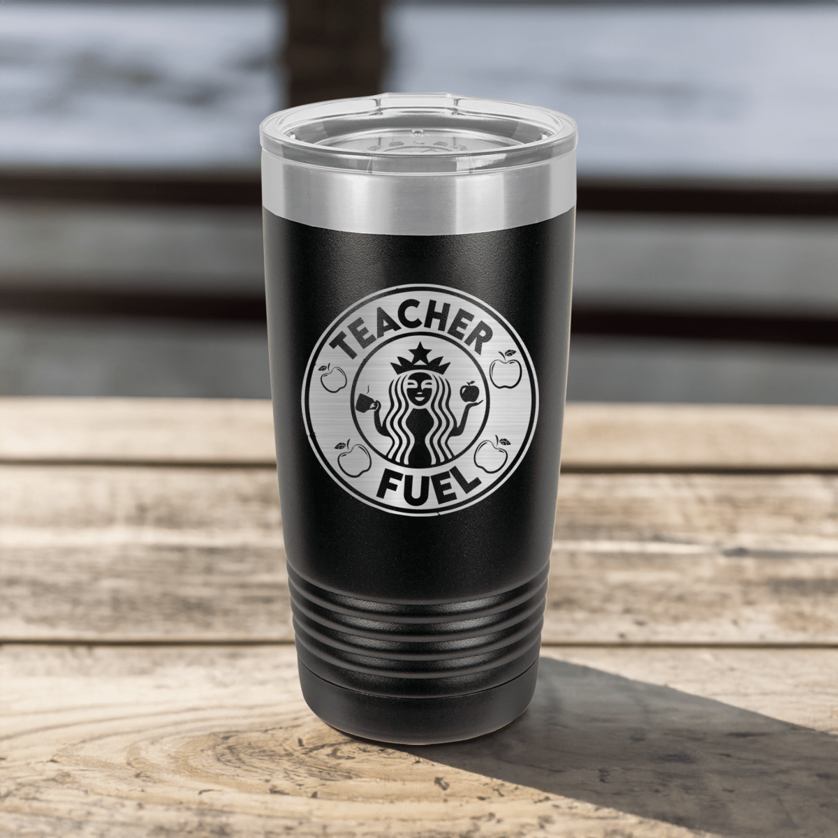 Funny Teacher Fuel Logo Ringed Tumbler