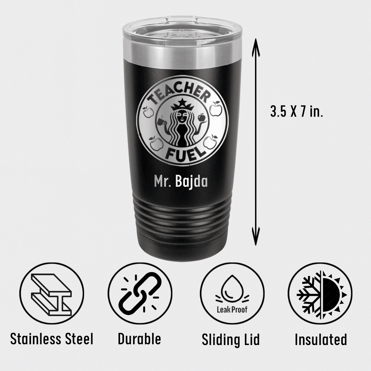 Personalized Teacher Fuel Logo Tumbler for her, Customized Gifts for Women by Groovy Girl Gifts