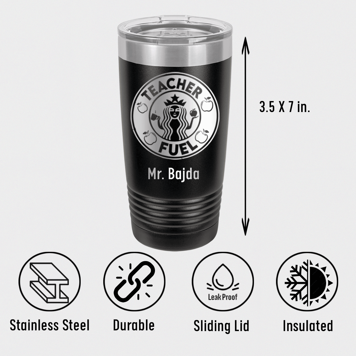 Personalized Teacher Fuel Logo Tumbler for her, Customized Gifts for Women by Groovy Girl Gifts