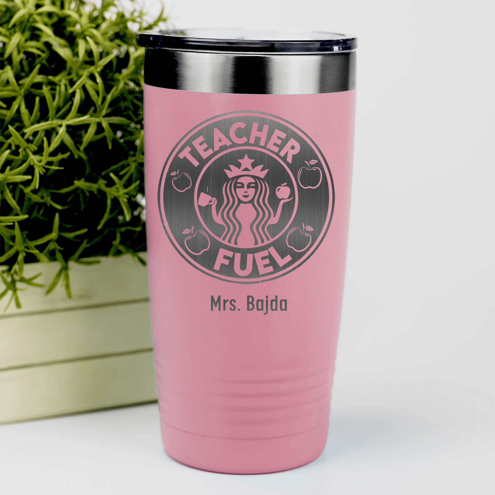 Salmon Teacher Tumbler With Teacher Fuel Logo Design
