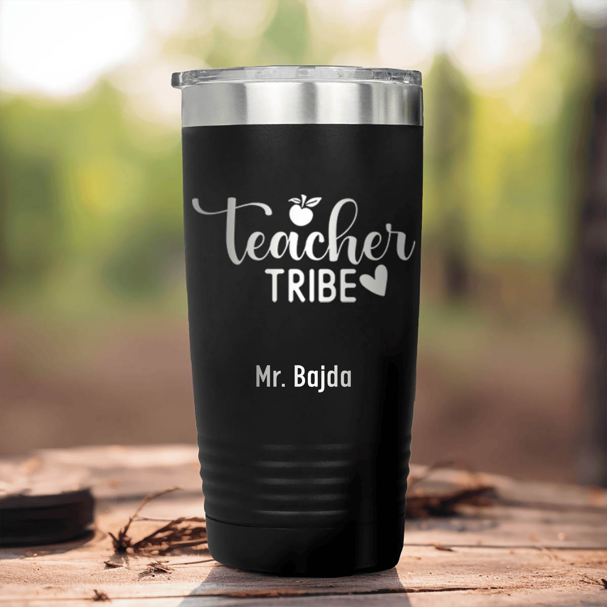 Black Teacher Tumbler With Teacher Tribe Design