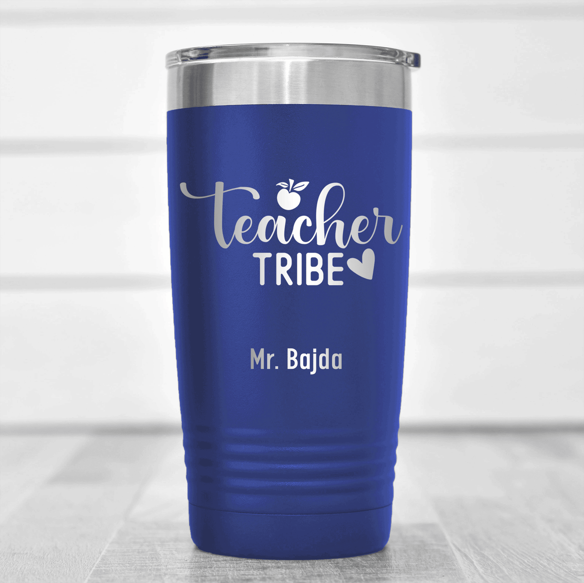 Blue Teacher Tumbler With Teacher Tribe Design