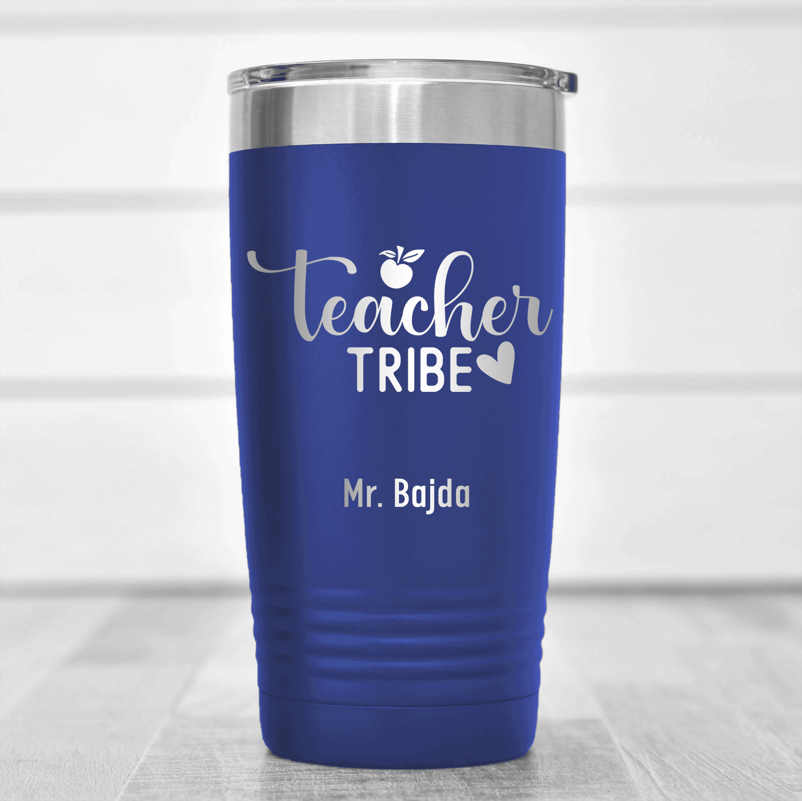 Blue Teacher Tumbler With Teacher Tribe Design