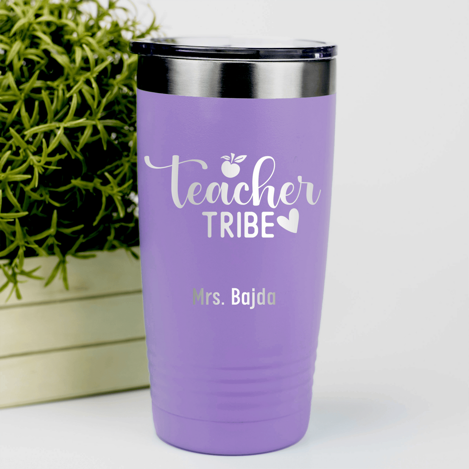 Light Purple Teacher Tumbler With Teacher Tribe Design