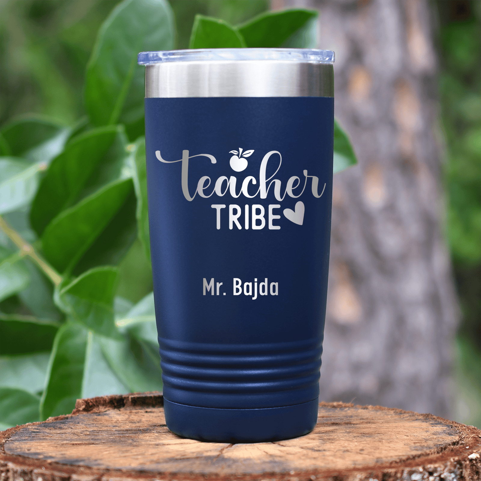Navy Teacher Tumbler With Teacher Tribe Design