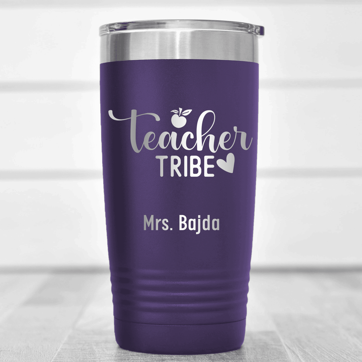 Purple Teacher Tumbler With Teacher Tribe Design