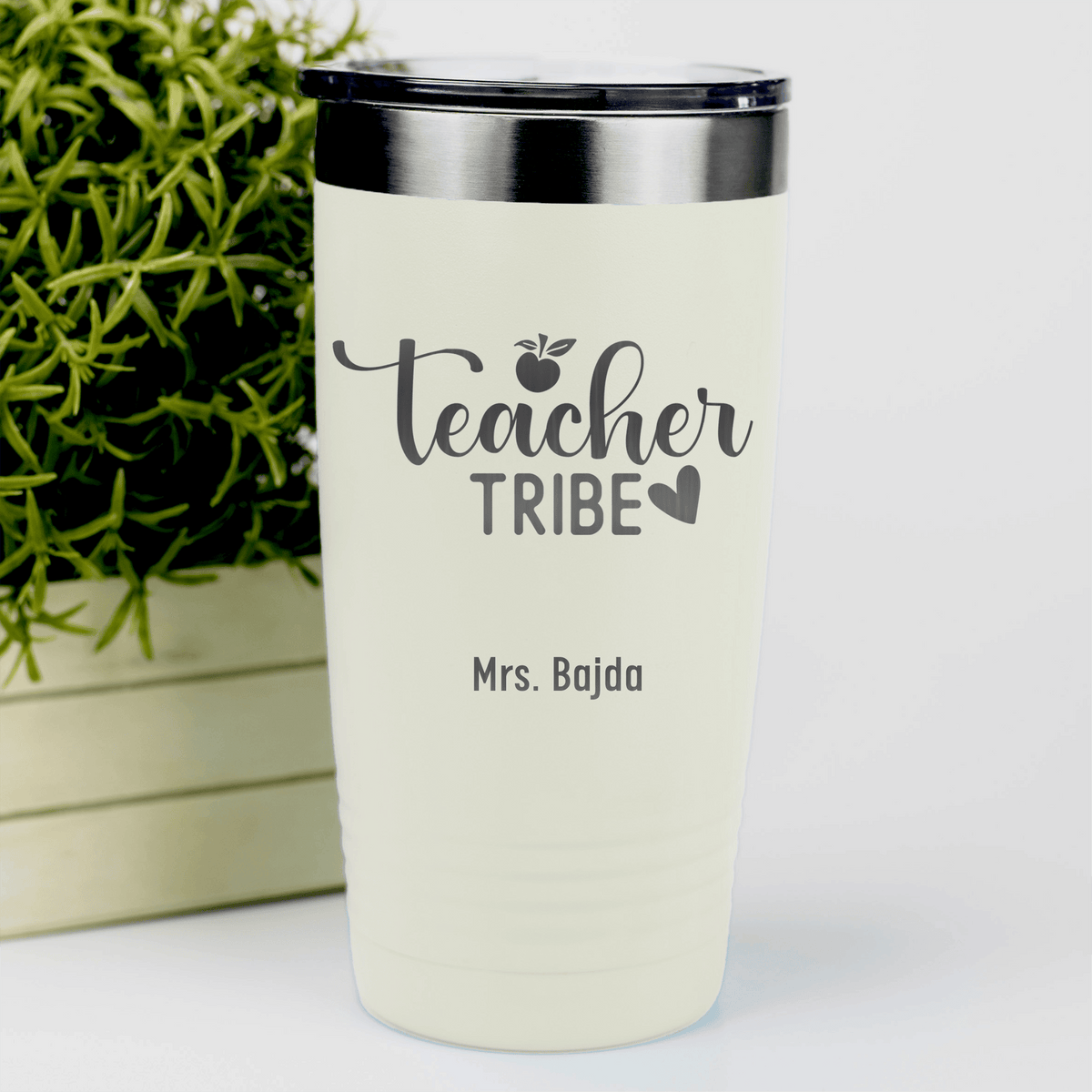 White Teacher Tumbler With Teacher Tribe Design