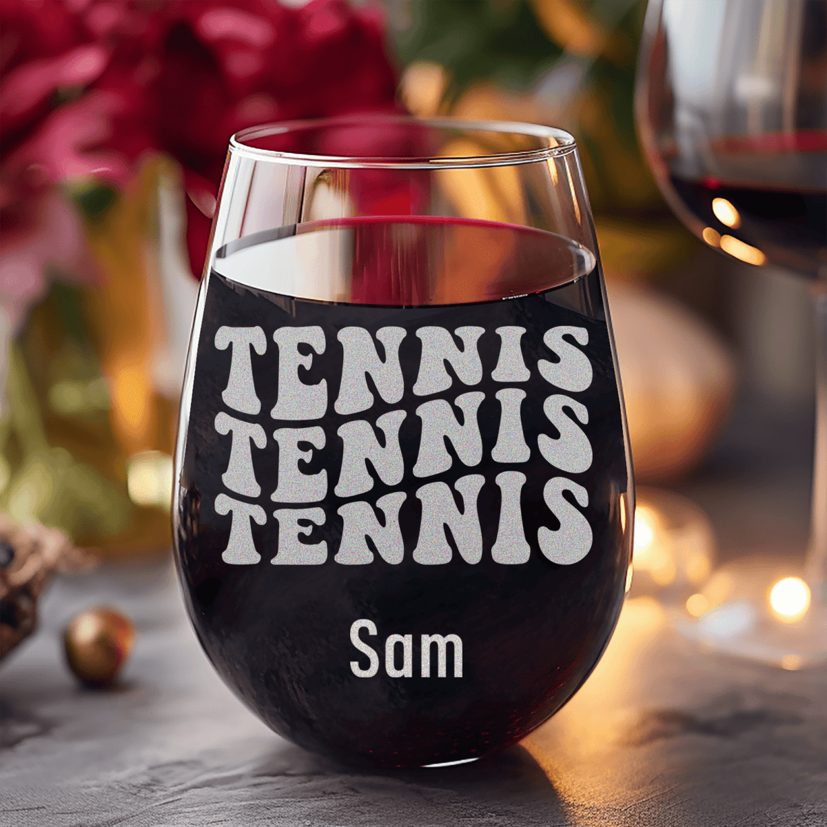 Personalized Tennis All Day Stemless Wine Glass for her, Customized Gifts for Women by Groovy Girl Gifts