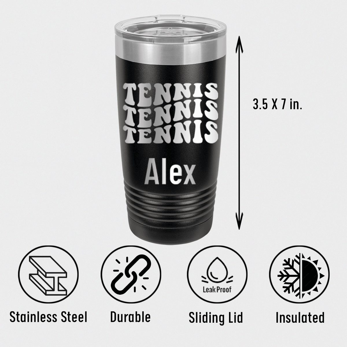 Personalized Tennis All Day Tumbler for her, Customized Gifts for Women by Groovy Girl Gifts