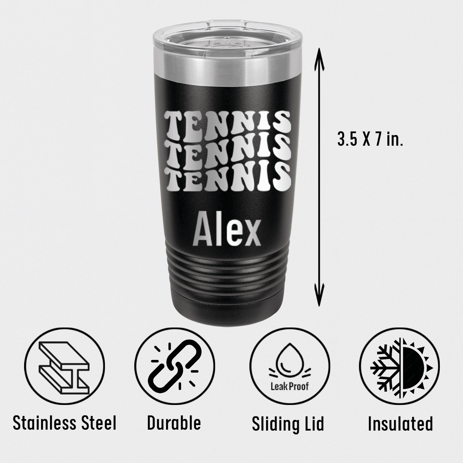 Personalized Tennis All Day Tumbler for her, Customized Gifts for Women by Groovy Girl Gifts