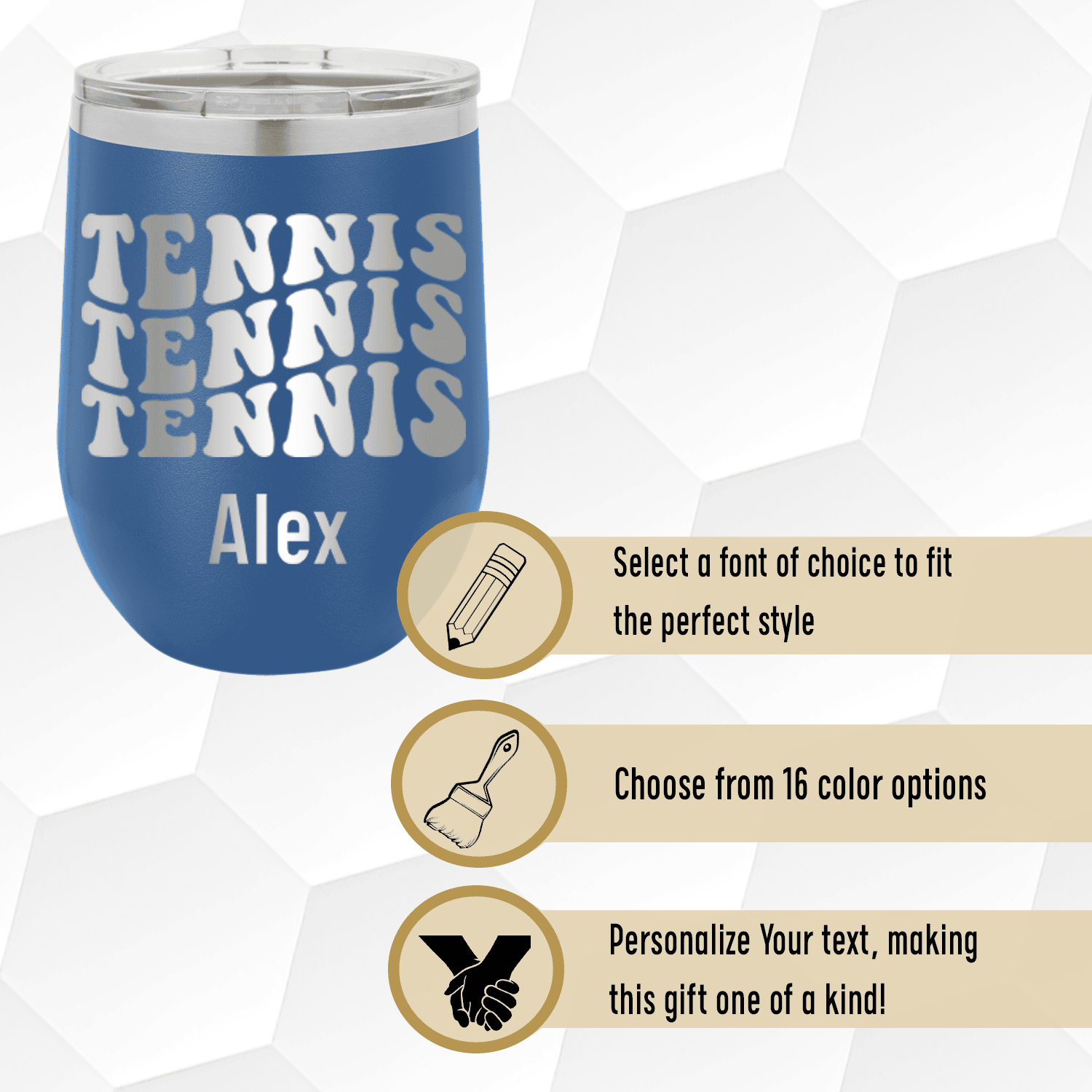 Personalized Tennis All Day Wine Tumbler for her, Customized Gifts for Women by Groovy Girl Gifts
